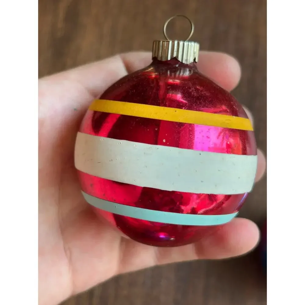 3 vintage shiny brite glass ball ornaments Christmas